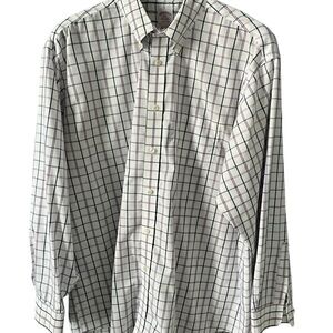 Brooks Brothers White and Blue Checkered Dress Shirt